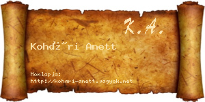 Kohári Anett névjegykártya