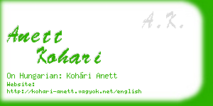 anett kohari business card